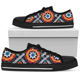 African Kente Low Top Shoes For Women White, Black Custom Shoes