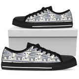 Baby Elephant Aztec Low Top Shoes For Women White, Black Custom Shoes