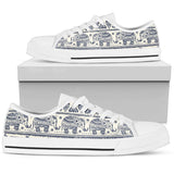 Baby Elephant Aztec Low Top Shoes For Women White, Black Custom Shoes