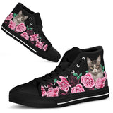 Cat And Black Rose High Top Shoes For Women, Shoes For Men Custom Shoes