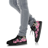 Cat And Black Rose High Top Shoes For Women, Shoes For Men Custom Shoes