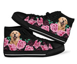Golden Retriever And Black Rose High Top Shoes For Women, Shoes For Men Custom Shoes