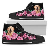 Golden Retriever And Black Rose High Top Shoes For Women, Shoes For Men Custom Shoes