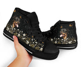 Rottweiler Flower High Top Shoes For Women, Shoes For Men Custom Shoes