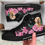 Golden Retriever And Black Rose High Top Shoes For Women, Shoes For Men Custom Shoes