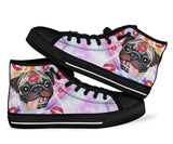 Pug Kiss High Top Shoes For Women, Shoes For Men Custom Shoes