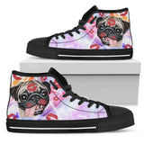Pug Kiss High Top Shoes For Women, Shoes For Men Custom Shoes