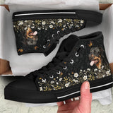 Rottweiler Flower High Top Shoes For Women, Shoes For Men Custom Shoes