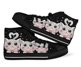 Cat Black Cute High Top Shoes For Women, Shoes For Men Custom Shoes