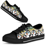 Penguins Colors Black Low Top Shoes For Women, Shoes For Men Custom Shoes