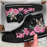 Cat And Black Rose High Top Shoes For Women, Shoes For Men Custom Shoes
