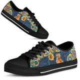 Golden Retriever Sunflower Low Top Shoes For Women, Shoes For Men Custom Shoes