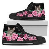 Cat And Black Rose High Top Shoes For Women, Shoes For Men Custom Shoes