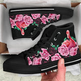 Flamingo And Black Rose High Top Shoes For Women, Shoes For Men Custom Shoes