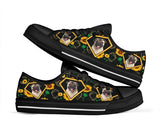Pug Diamond Flowers Low Top Shoes For Women, Shoes For Men Custom Shoes