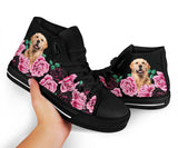 Golden Retriever And Black Rose High Top Shoes For Women, Shoes For Men Custom Shoes