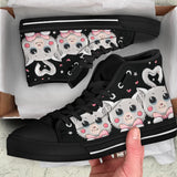 Cat Black Cute High Top Shoes For Women, Shoes For Men Custom Shoes