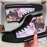 Pug Kiss High Top Shoes For Women, Shoes For Men Custom Shoes