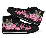 Cat And Black Rose High Top Shoes For Women, Shoes For Men Custom Shoes