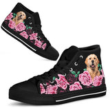 Golden Retriever And Black Rose High Top Shoes For Women, Shoes For Men Custom Shoes