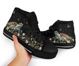 Turtle Flower High Top Shoes For Women, Shoes For Men Custom Shoes