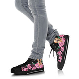 Golden Retriever And Black Rose High Top Shoes For Women, Shoes For Men Custom Shoes