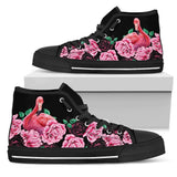Flamingo And Black Rose High Top Shoes For Women, Shoes For Men Custom Shoes