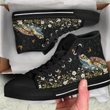 Turtle Flower High Top Shoes For Women, Shoes For Men Custom Shoes