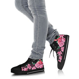 Flamingo And Black Rose High Top Shoes For Women, Shoes For Men Custom Shoes