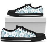 Blue Sea Turtle Pattern Low Top Shoes For Men, Women