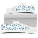 Blue Sea Turtle Pattern Low Top Shoes For Men, Women