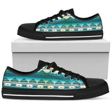 Blue Tribal Aztec Low Top Shoes For Men, Women