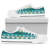 Blue Tribal Aztec Low Top Shoes For Men, Women