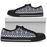 Blue White Tribal Aztec Low Top Shoes For Men, Women
