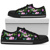 Bright Purple Floral Pattern Low Top Shoes For Men, Women