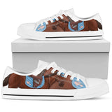 Brown Horse Pattern Low Top Shoes For Women White, Black Custom Shoes