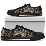 Brown Tropical Palm Leaves Low Top Shoes For Men, Women