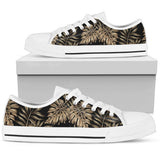 Brown Tropical Palm Leaves Low Top Shoes For Men, Women