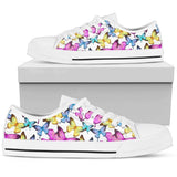 Butterfly Colorful Low Top Shoes For Women White, Black Custom Shoes