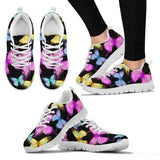 Butterfly Colorful White Sneakers Shoes For Women, Men
