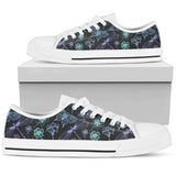 Butterfly Dragonfly Low Top Shoes For Women White, Black Custom Shoes