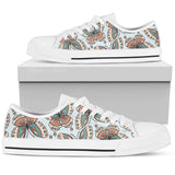 Butterfly Pattern Low Top Shoes For Women White, Black Custom Shoes