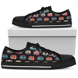 Camper Camping Pattern Low Top Shoes For Women White, Black Custom Shoes
