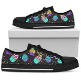 Colorful Cupcake Pattern Low Top Shoes For Women White, Black Custom Shoes