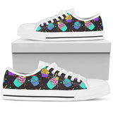 Colorful Cupcake Pattern Low Top Shoes For Women White, Black Custom Shoes