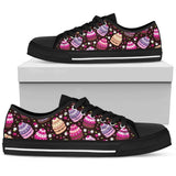 Cupcake Print Low Top Shoes For Women White, Black Custom Shoes