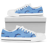 Dolphin Blue Print Low Top Shoes For Men, Women