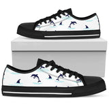 Dolphin Jumping Low Top Shoes For Women White, Black Custom Shoes