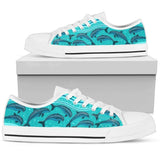 Dolphin Pattern Low Top Shoes For Women White, Black Custom Shoes