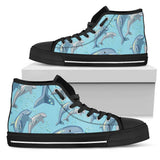 Dolphin Print Pattern High Top Shoes For Women, Shoes For Men Custom Shoes